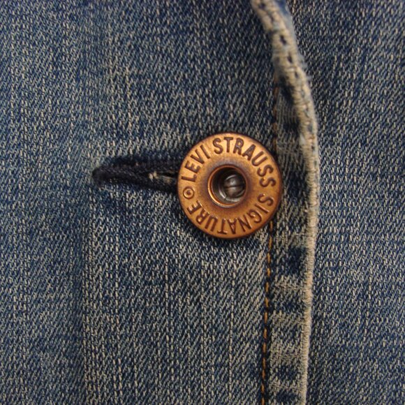 Vintage Y2K Levi's Denim Jean Blazer Jacket Distressed Grunge Size Large 12 / 14 - Picture 6 of 14